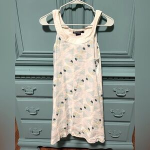 Island Company 🦜 White lined Linen summer dress  blue parrot